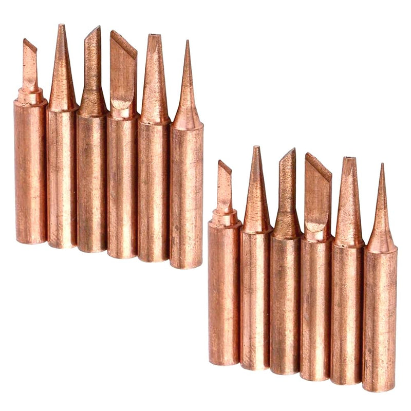 Treki Pack of 12 Copper Soldering Tip Replacement Soldering Iron Tips Set, 900M-T Replacement Soldering Tips, Soldering Tips for Soldering Station, Welding Devices, Accessories, Soldering Tips,