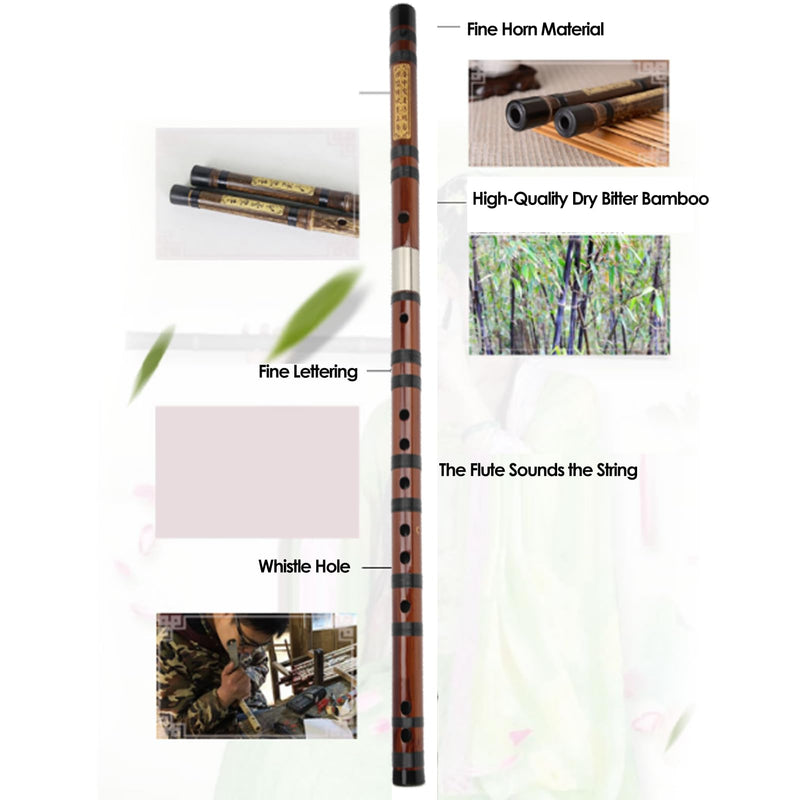 C Key Professional Bamboo Flute Walfront 8 Years Dried Dizi Bitter Bamboo Flute With Golden Embossed Body Flute Film And Solid Flute Film Glue Traditional Chinese Instrument