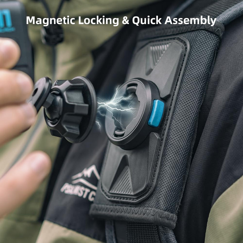 [AUSTRALIA] - SUREWO Magnetic Quick Release Backpack Shoulder Strap Mount Bag Belt Shoulder Strap Clip Holder Compatible with Gopro Hero 12/11/10/9/8/7/(2018)/6/5 Black,DJI Osmo Action 4/3 and More 
