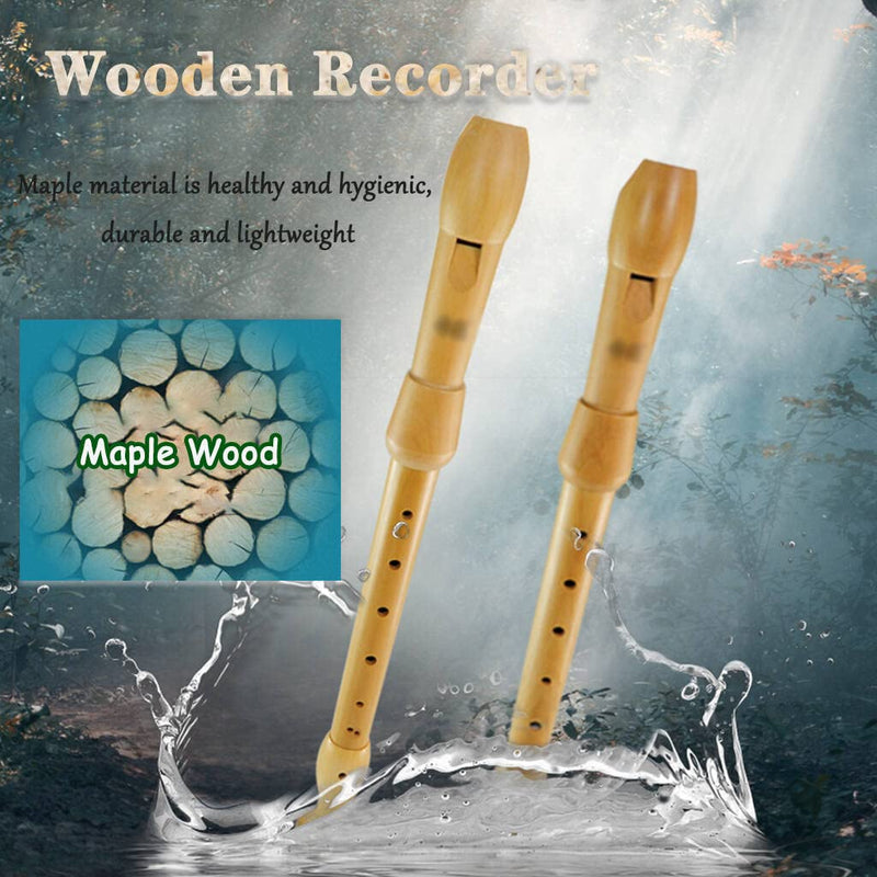 Recorders Instrument, German Recorders 8 Holes for Beginners, Baroque Recorders 3 Piece for Professional, Maple Wood F Key Alto Flute Instrument, with Cleaning Stick,Storage Bag Barque Style