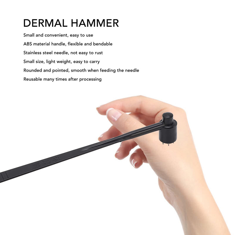 Fafeicy 5 x 7 Pin Plum Blossom Dermal Hammer, Plum Blossom Dermal Hammer for Industry, Rounded and Pointed, ABS and Stainless Steel Material