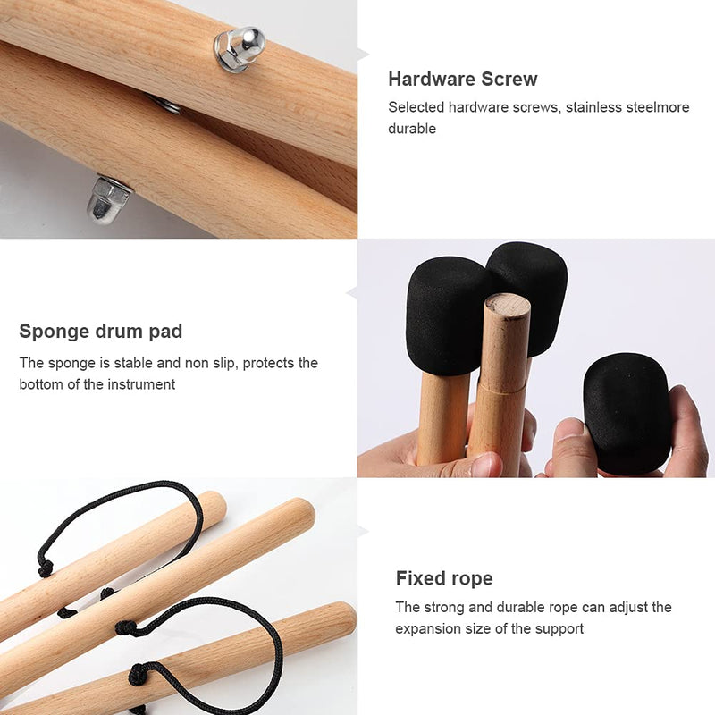 Handpan Drum Stand, Steel Tongue Drum Bracket, Solid Beech Wood Adjustable Tripod Structure Drum Holder, Snare Holder Bracket for 12 to 22 Inch Percussion Instrument(Wood Color) wood color