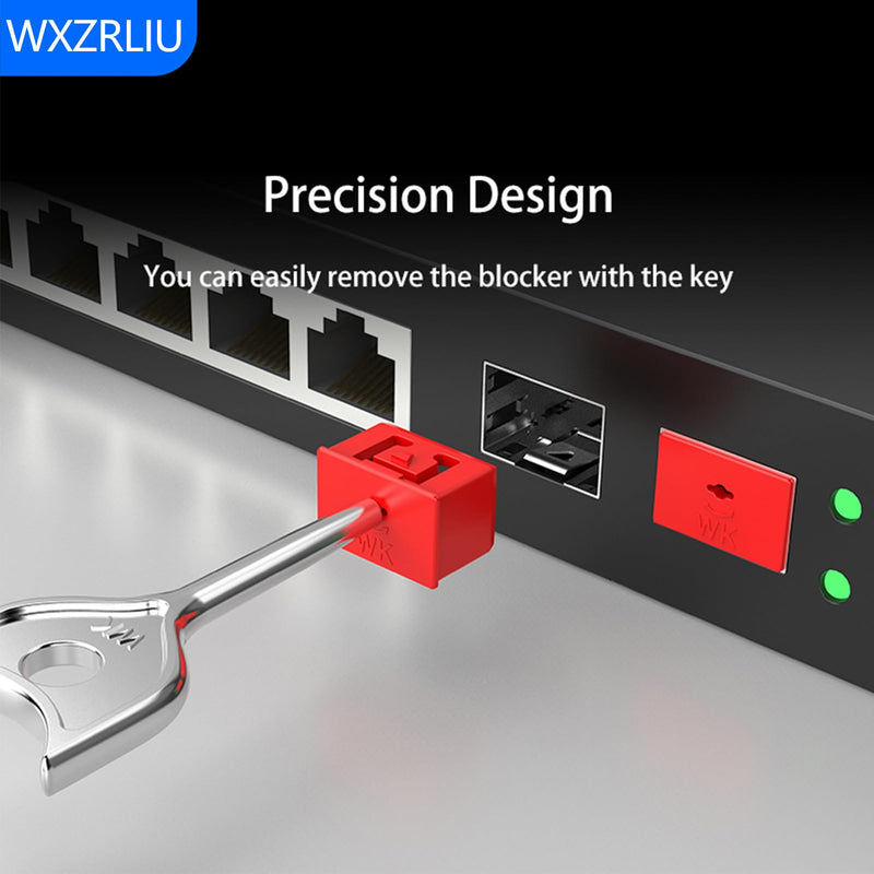 10Pcs SFP Port Lock with 1 Keys,Switch Port Lock/Fiber Port Security Plug,SFP Dust Cap to Prevent Unauthorized Access,Suitable for Data Centers, Server Room,Desktops,Laptops,etc. (Black) Black