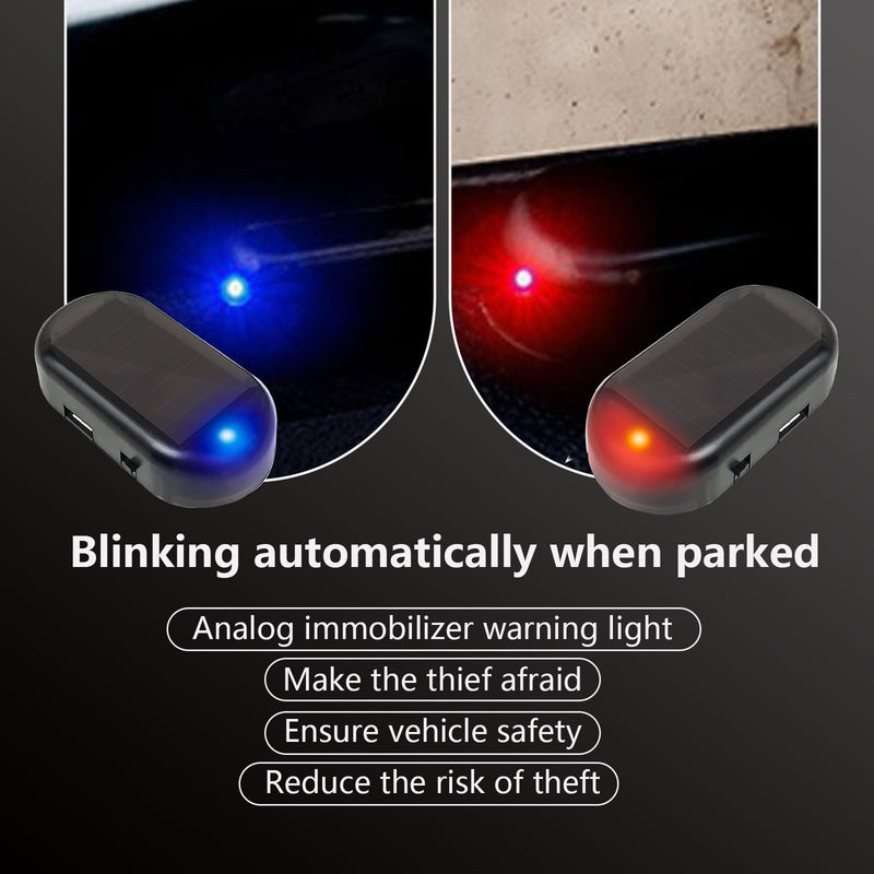 1 PC Car Solar LED Flashing Security Light with USB Port, Anti-Theft ABS Vehicle Alarm Light Accessories, Universal Automotive Safety Warning Light for Car Truck SUV (Red Light) 1 PC Red Light