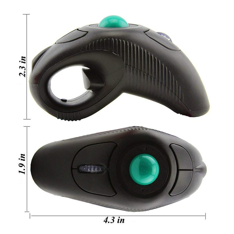 EIGIIS 2.4G Ergonomic Trackball Handheld Finger USB Mouse Wireless Optical Travel DPI Mice for PC Laptop Mac Left and Right Handed Black Wireless Green TrackBall