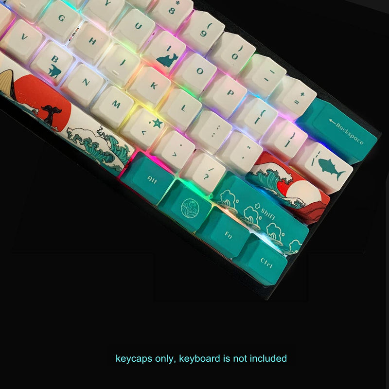 SDYZ Custom Keycaps-Keycaps 60 Percent, Suitable for GK61/GK64/RK61/Anne/GH60 /ALT61 Mechanical Keyboards, 71 Key Set, OEM Profile PBT Keycaps (Coral Sea Keycaps) Coral Sea Keycaps