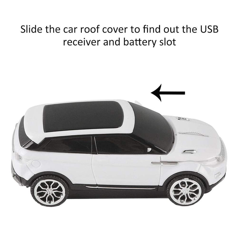 CHUYI Cool SUV Car Shaped Wireless Mouse 1600 DPI Optical Cordless Mice with USB Receiver for Office School Travel for PC Computer Laptop Gift (White-1 Pack) White