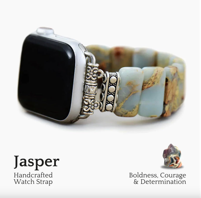 Cape Diablo Smart Watch Band for Women - Handmade Gemstone Strap - Compatible with 38mm-45mm Apple Faces, Earth Tibetan