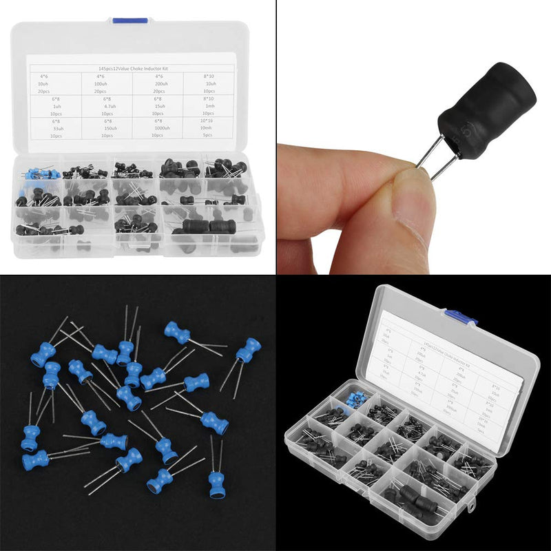Inductors 10uH-10mH 12 Values Choke Coils Assorted Kit Electronic Inductors With Special Guide Pin Structure Small Vertical Inductors Take Up Less Space