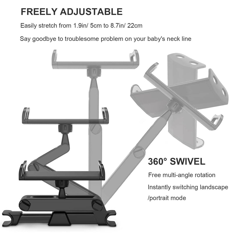 Timewall Car Headrest Tablet Phone Mount, Black, 5-11" (Pack of 2) Normal Cradle (Pack of 2)