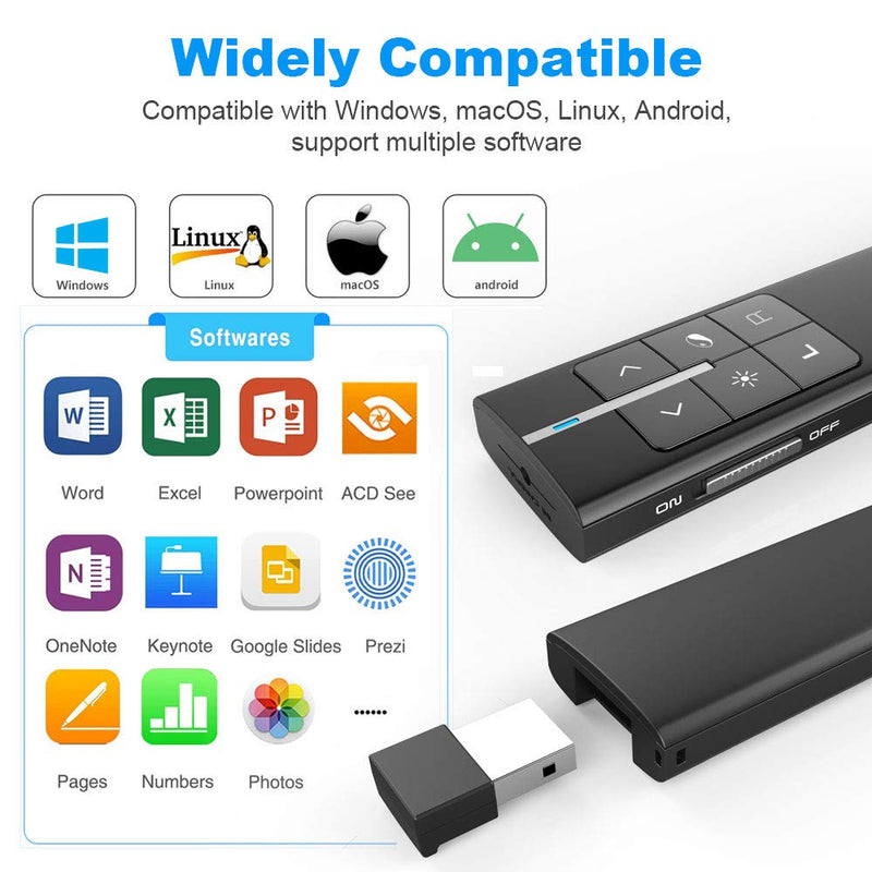 [AUSTRALIA] - NORWII N99 Presentation Clicker Air Mouse Function Wireless Presenter USB Powerpoint Clicker, RF 2.4 GHz Presentation Remote Control Clicker for powerpoint presentations Support Mac, Laptop, Computer 