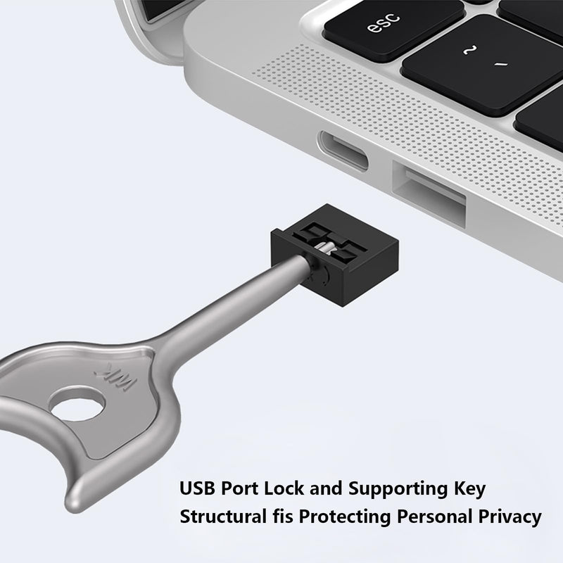 10Pcs USB Port Blocker with 1 Key,Locking USB Port/Dust Blocker,USB-A Dust Cap Female Port Plug Protector, Compatible with USB-A Ports,Computers,TVs,Routers (Yellow) 10+1 Yellow