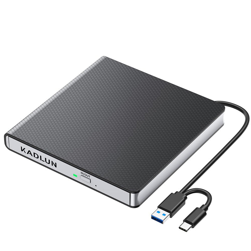 [AUSTRALIA] - External CD DVD Drive for Laptop USB 3.0 USB C CD Burner External DVD Drive Portable CD ROM Burner Reader Writer Drive External DVD Player for Laptop Desktop PC Windows 11/10/8/7 MacBook Mac OS Linux black-2 in 1 
