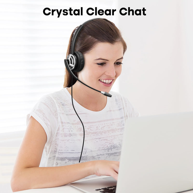 [AUSTRALIA] - MKJ USB Headset with Microphone for PC, Computer Headset with Noise Cancelling Mic for Call Center and Office, Wired Headphones for Laptop UC Platforms Business Ms Teams Zoom Webex Facetime 