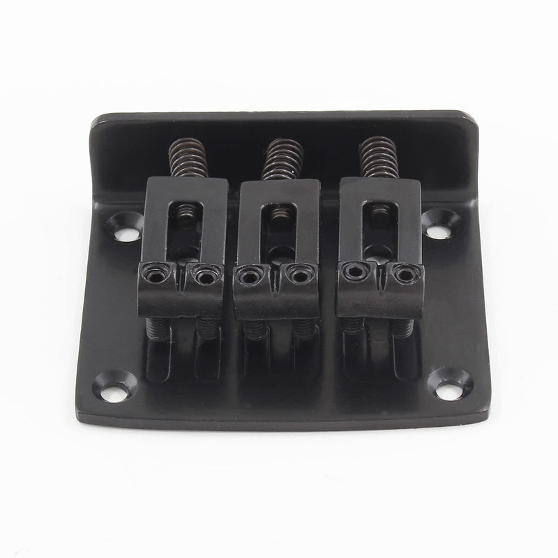 Black Adjustable 3 String Guitar Bridge, Metal Fixed Top Load Guitar Tailpiece Guitar Fixed Bridge Hardtail Saddle Bridge Guitar Parts for 3 String Guitar