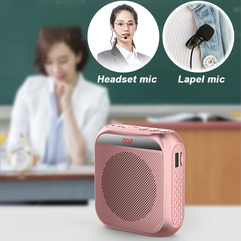 Voice Amplifier for Teachers,Rechargeable Portable Microphone with Speaker,Portable Pa System for Outdoors, Teaching, Meeting, Presentation, etc(Rose Gold) Rose Gold