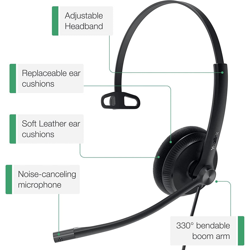 [AUSTRALIA] - Yealink YHS34 Lite Dual Telephone Headset with RJ9 Jack Phone Headset with Microphone Noise Canceling, Compatible Poly Snom Desk Landline Phones (2.1m Cable) YHS34 Dual - RJ9 Headset Sponge Earpad 
