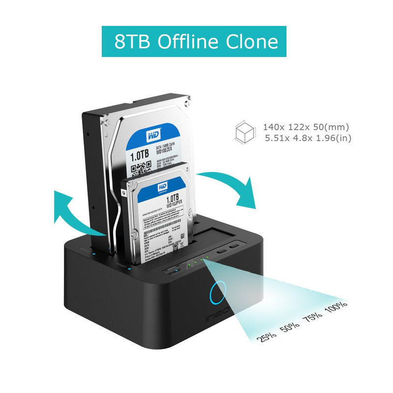 ineo USB 3.1 Gen1 to SATA 2.5" or 3.5 inch SSD/HDD Docking Station (Clone Docking)