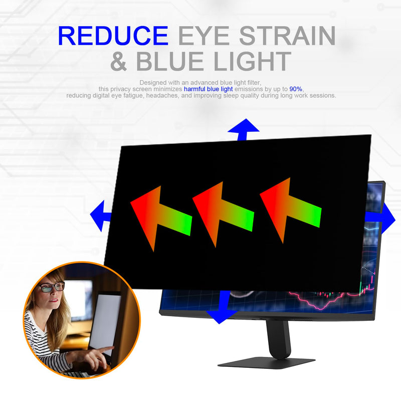 Privacy Screen for Computer Monitor Eye Protection Anti Glare Blue Light Monitor Privacy Shield Screen 23 Inch 16:9 Aspect Ratio, 2-Pack