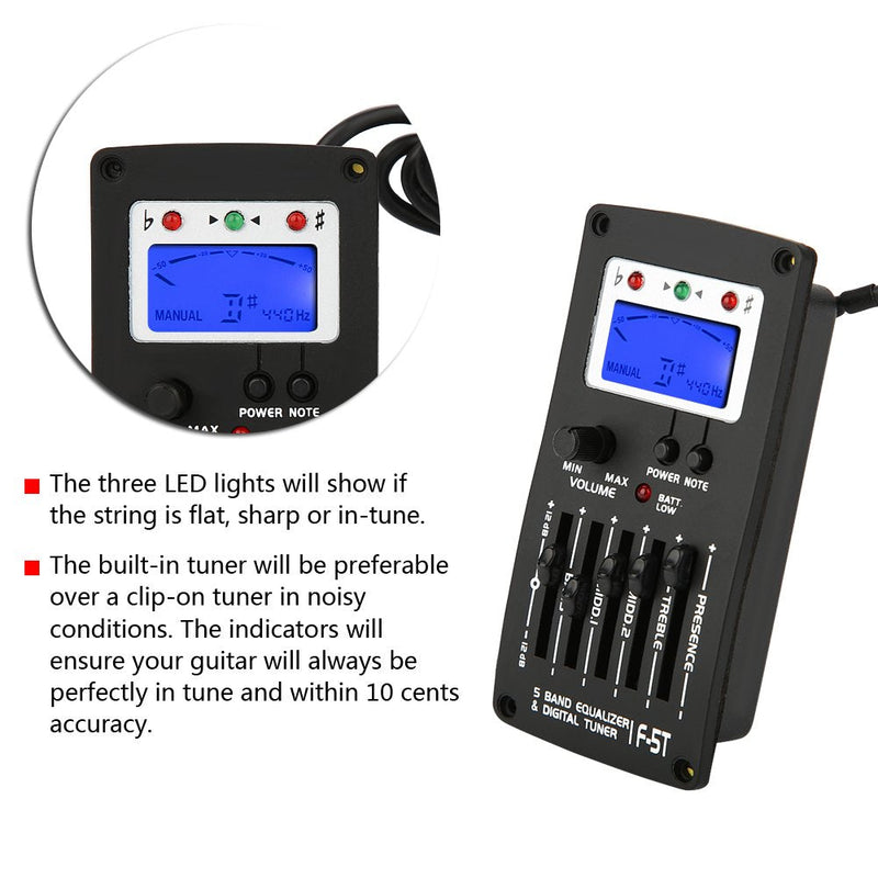 F-5T 5Band Equalizer Digital Tuner Pickup for Electric Acoustic Classic Guitar