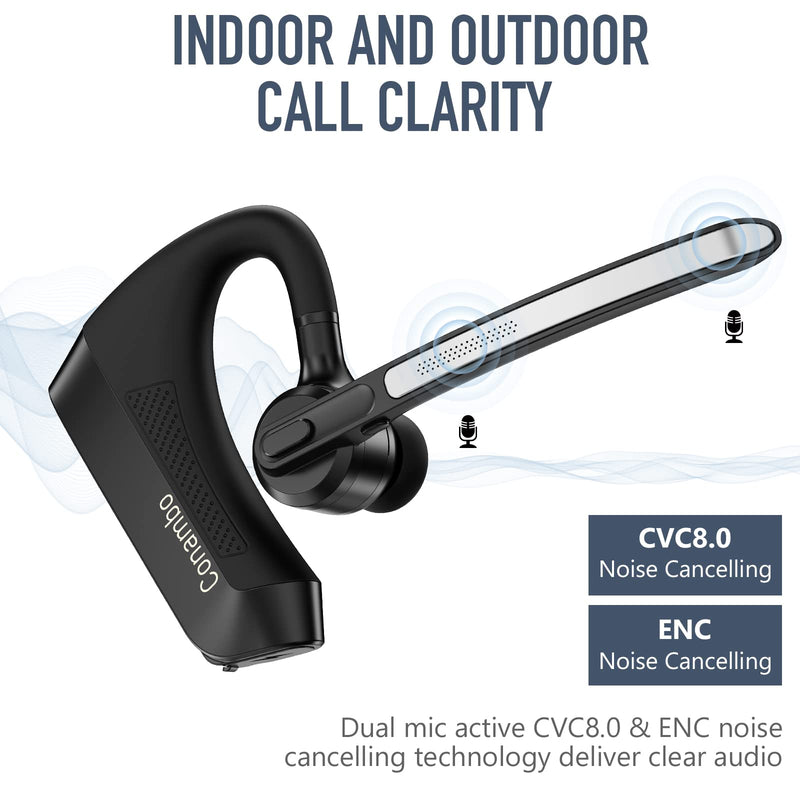 Conambo K10C&K21 Bluetooth Headset, Wireless Bluetooth Earpiece with CVC8.0 Dual Mic Noise Canceling 16 Hrs Talking Time for Truck Driver iPhone Android Cell Phones
