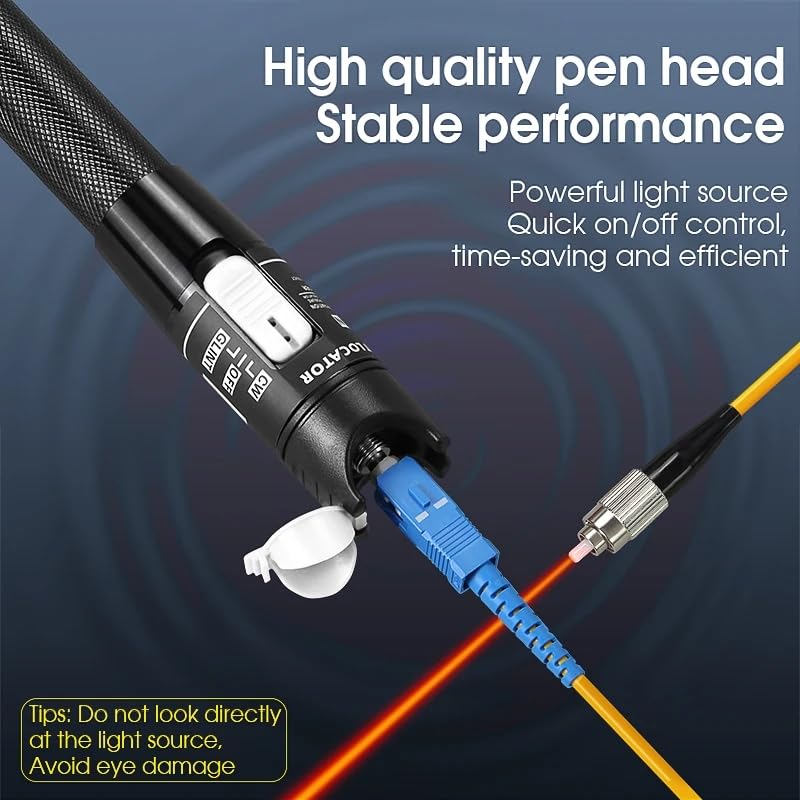 Guakiili 80MW FTTH Fiber Optic Cable Tester, Optical Fiber Error Locator for a Range of 80 Km, Fiber Optic Tester Supports SC/FC/ST 2.5mm Adapter