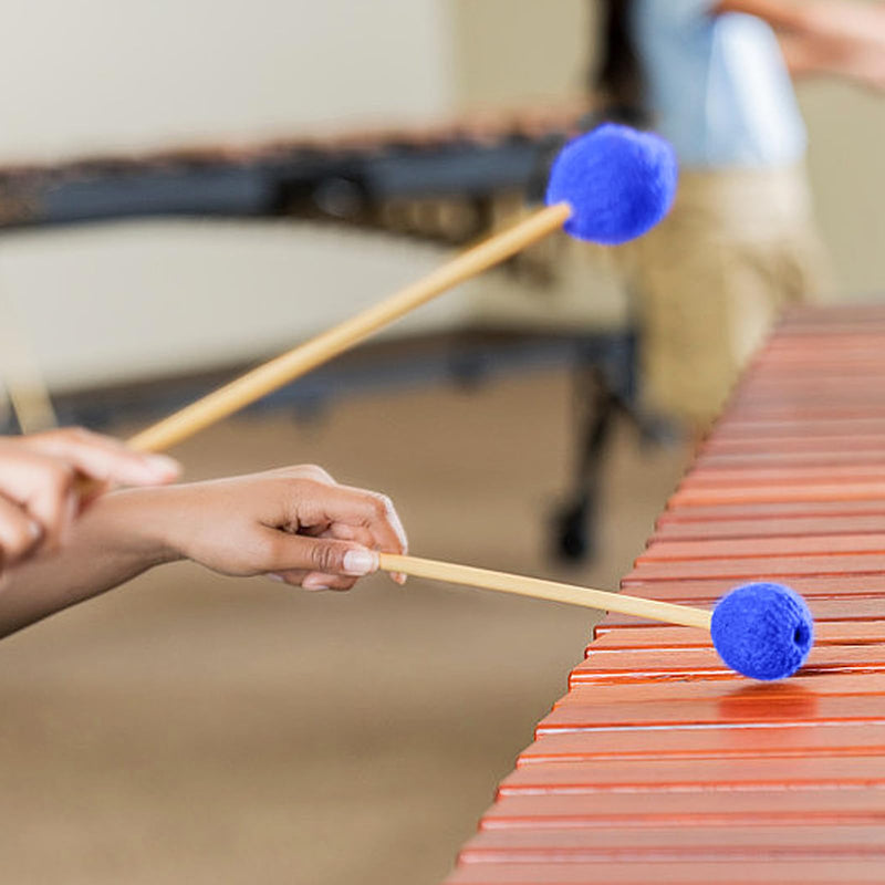 3 Pairs Blue Hard Yarn Head Keyboard Marimba Mallets,Black Rubber Bell Mallets,Felt Head Timpani Mallet,Xylophone Mallet Bass Drum Stick Glockenspiel Sticks for Percussion Instrument 3 Pairs