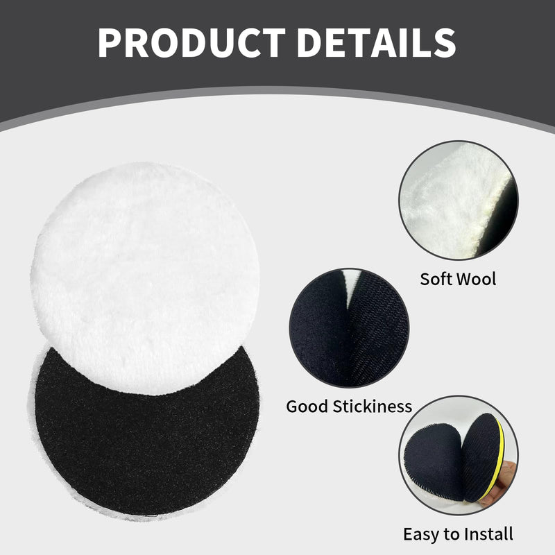 Landrain 6 pieces polishing disc, 125 mm, lambswool cover, polishing attachment, angle grinder, polishing sponge, 125 mm, Velcro