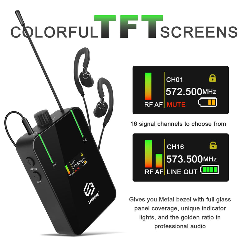 AR9 UHF Mono Wireless in-Ear Monitor Pro System Transmitter and Beltpack Receiver for Studio, Band Rehearsal and Live Performance (AR9-1-BK) AR9 Pro-1