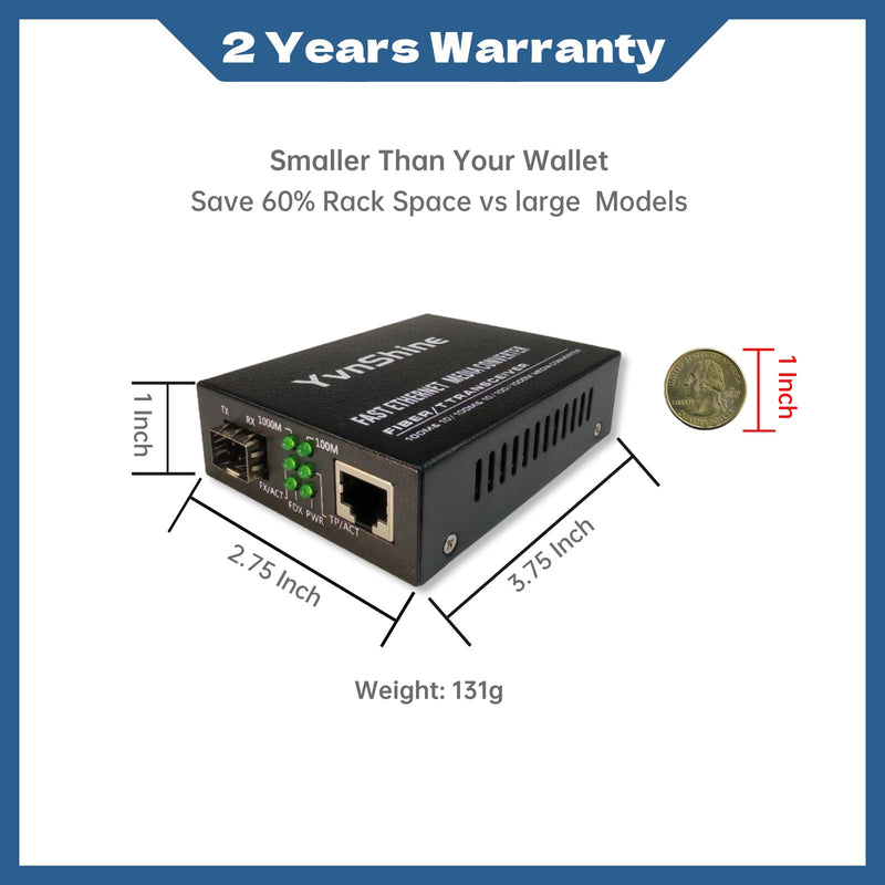 1 Pair Gigabit Media Converter SFP to RJ45 Kit | Single Mode LC BiDi WDM 1310/1550nm up to 20km | 10/100/1000Mbps Auto Ethernet, Plug & Play Fiber Optic Extender for CCTV, LAN & Home Network Black 1 Pair Single mode Single LC 20KM