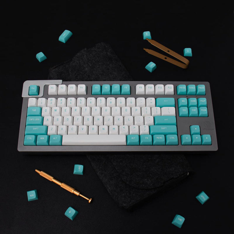 Mintcaps White Green Keycaps 150 Keys Doubleshot MSA Profile Custom Keycaps for 61/64/68/84/87 Mechanical Gaming Keyboard Light Green
