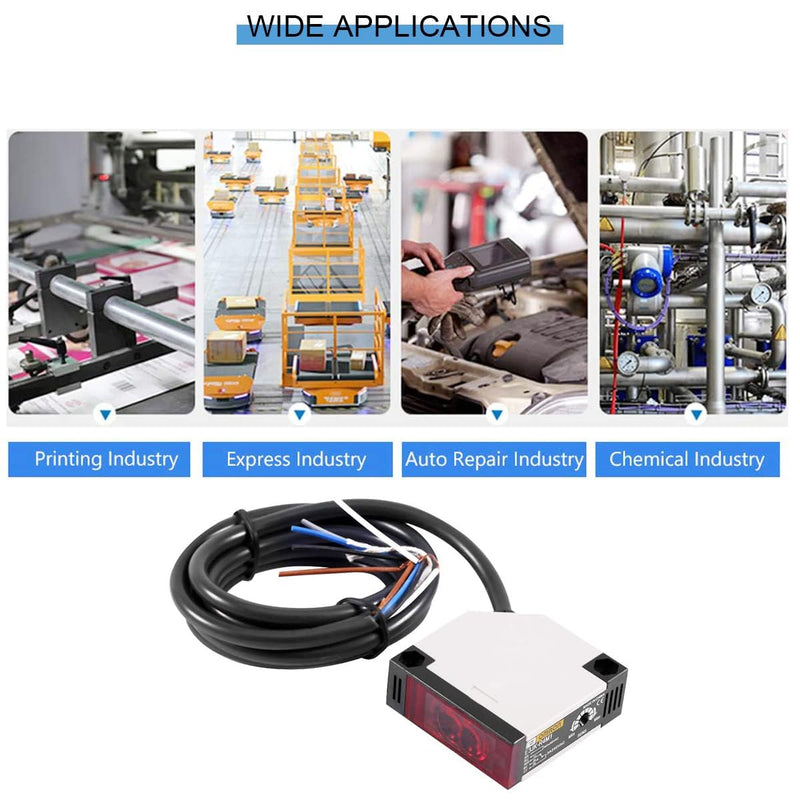 Roberee Reflection Light Barrier, E3JK-R4M1 Reflection Photoelectric Sensor AC 90-250V 3A Photoelectric Switch for Automatic Garage Door Alarm Sensor DIY Sensor Stair Light