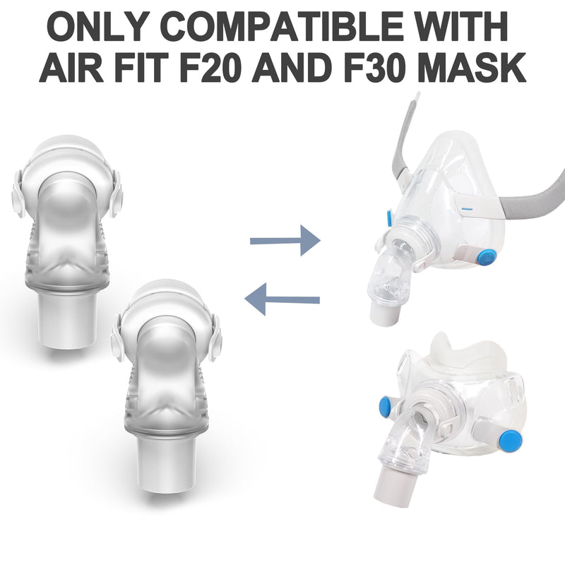 2 Pack Replacement Swivel Connector Elbow Tube Compatible with Airfit F20 and Airfit F30 Hose Quick Release Swivel High Quality CPAP Accessories BlessEase
