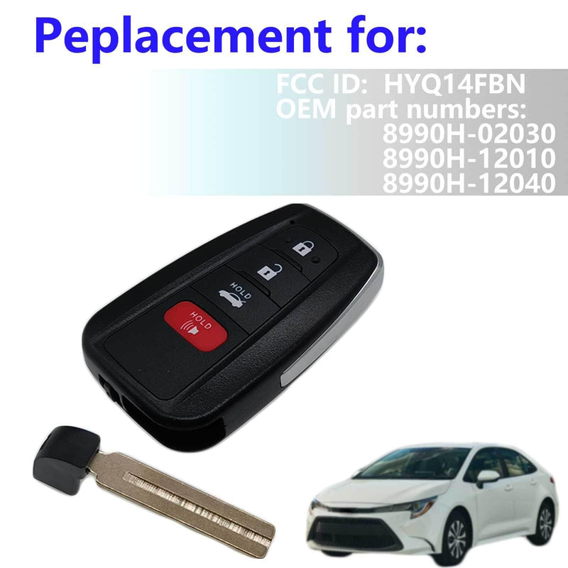 Smart Key for Toyota Corolla 2019-2022, Vehicle Proximity Smart Remote Control Key Fob Replacement for Corolla HYQ14FBN 8990H-02030 231451-2000,315MHz