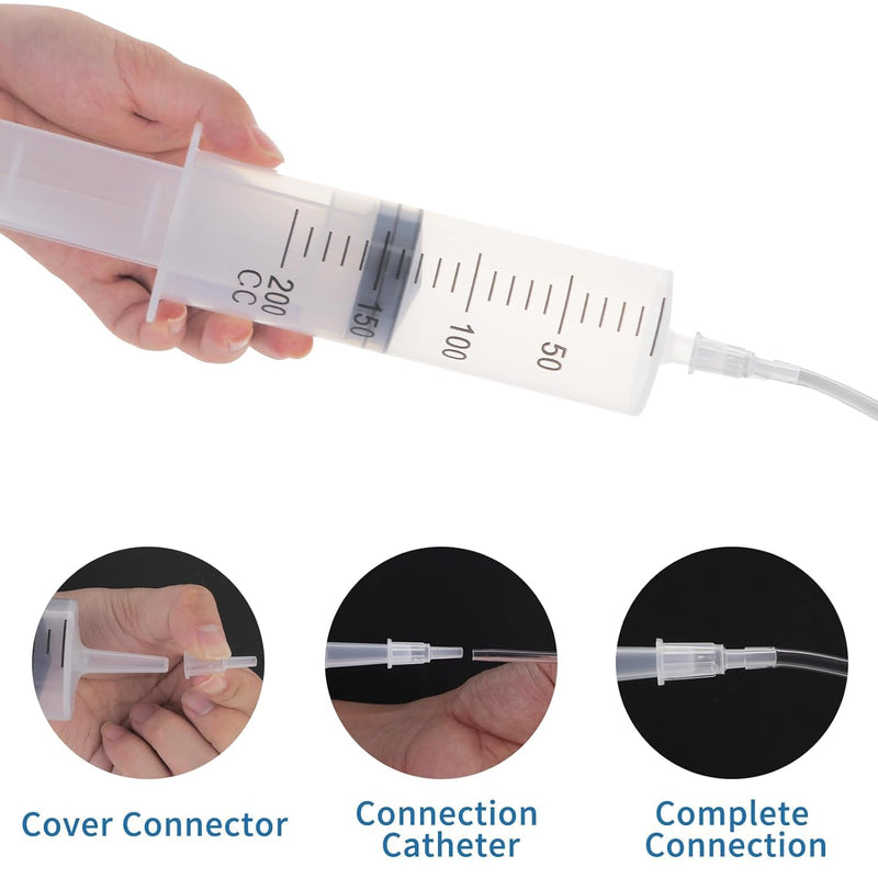 Aotfusd Pack of 2 Syringe 100 + 200 ml, Syringe with Hose and Blunt Needles, Oil Syringe, Dosing Syringe, Measuring Liquids, Plant Watering, Animal Feeding, Scientific Laboratories (160, g)