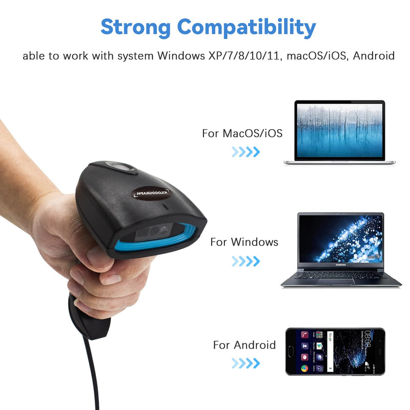 [AUSTRALIA] - Bluetooth QR Code Scanner - Book Scanner for Personal Library Libib, 1D 2D Codes Scanners for Laptop Computer Mac iPhone Android, Wireless Bluetooth Bar Code Scanner (Without Stand) without stand 