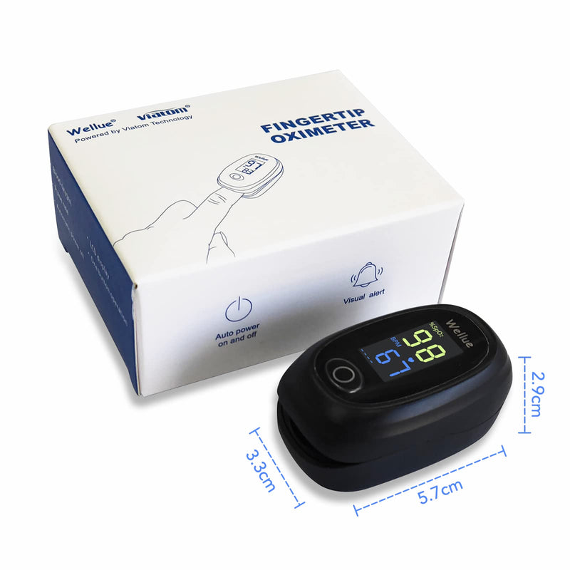 Wellue Pulse Oximeter, Oxygen Saturation Meter Finger, Portable Oxygen Saturation Monitor and Heart Rate Monitor, Automatic Measurement, Easy to Use, with Batteries
