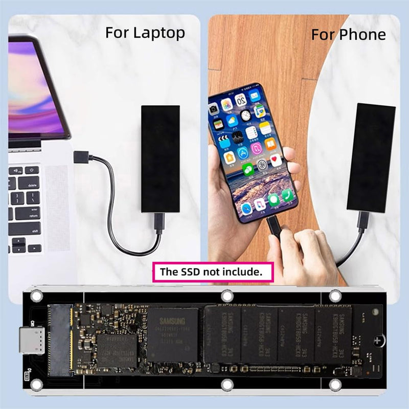 Xiwai USB3.0 Type-C to 17+7Pin USB-C Enclosure 5Gbps Mobile Box for MAC Air Pro Retina 2012 SSD Portable Case Adapter Black USB-C to 17+7Pin compatible with 2012 SSD
