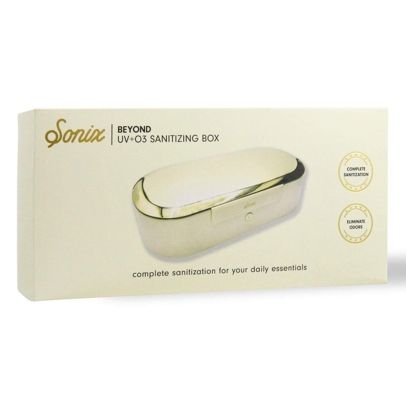 Sonix Beyond UV+O3 Sanitizer Box and Universal Charger UV and Ozone Disinfector for Phone, Mask, Makeup Brush, Nail Tool (Gold) Gold