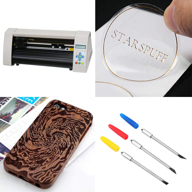 AFUNTA 30 pcs 30/45 /60 Degree Carving Knife Vinyl Cutter Plotter Cutting Blades for CB09 CB09U Graphtec – Blue, Yellow, Red