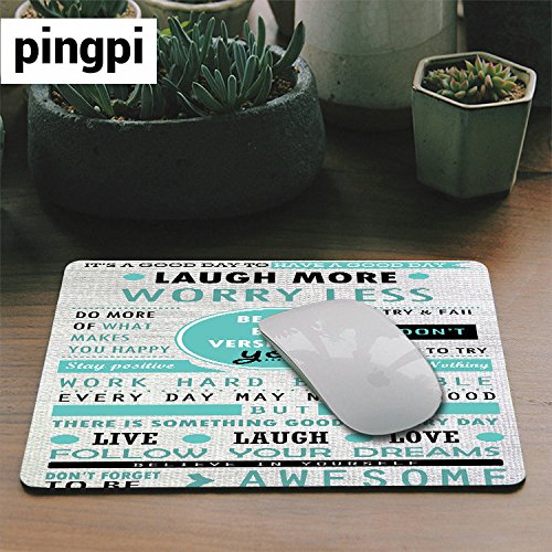Pingpi Design Mouse Pad, Inspirational Quotes Laugh More Worry Less Don't Forget to Be Awesome,Quote pad Custom,Office Mouse pad Nature