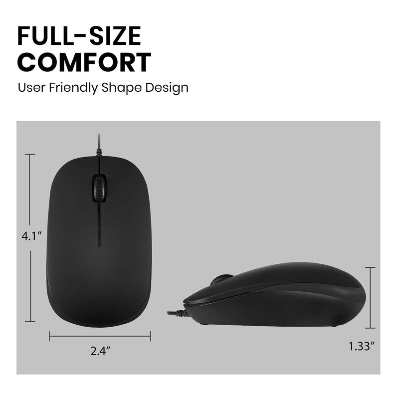 Perixx PERIMICE-201 Wired USB Optical 3 Button Mouse with 800 DPI and Illuminated Wheel, Black USB Optical Mouse