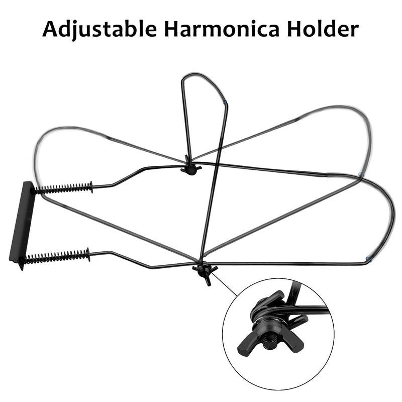 EASTROCK Professional Harmonica Holder - 10 Hole, Adjustable Neck Brace, Hands-Free, Black 10 Hole Black