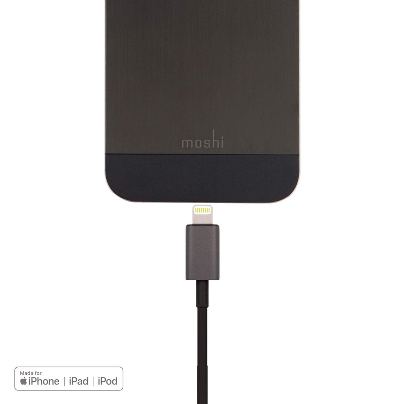 Moshi USB-A to Lightning Cable 10ft/3m [MFi-Certified], iPhone Charger for Car, for iPhone 12 Pro/12 Pro Max/12 mini/11/11 Pro Max/11 Pro/XR/XS Max, iPad/AirPods, Cable Manager Included, Black