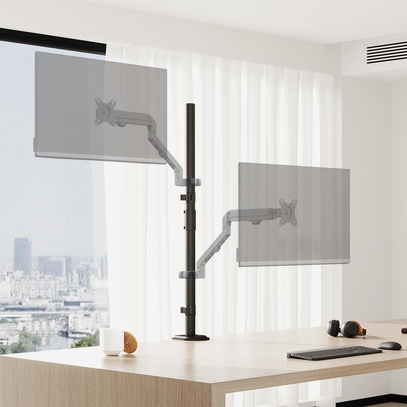 31.6" Steel Extra Tall 2-Section Monitor Arm Pole with C-Clamp/Grommet Base | Sturdy Center Pole Only for Monitor Stand Mounts, Adjustable Height, Compatible with C-Clamp & Grommet Bases,Black black