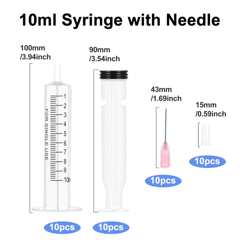 10 ml Plastic Syringe with Needle Pack of 10 Syringes Individually Packed Durable Colostrum Syringes Versatile Dosing Syringes Reusable Liquid Syringe Measuring Syringe for Garden
