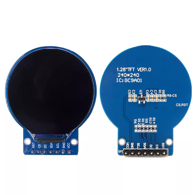 GC9A01 1.28 Inch Circular TFT Screen for Arduino RGB IPS HD 240 x 240 Resolution SPI Interface LCD Display Module for Display Devices, Real-time Monitoring and Instrument Display