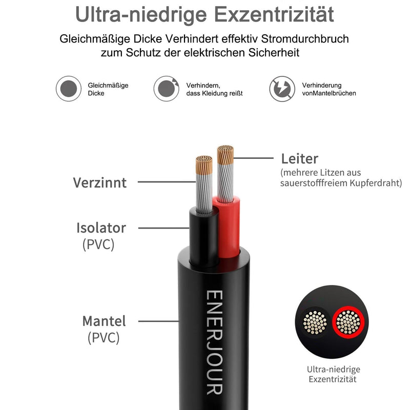 22 AWG 2 x 0.3 mm² 2 Core Cable 7.62 Metres, 2 Core Wire Made of Tinned Copper, PVC 22AWG 2 Core for DC 5V/12V/24V, LED Lighting, Extension Cable, Car etc., CE Certification 7,62 Meter 22AWG-2C (2 x 0.3 mm²)