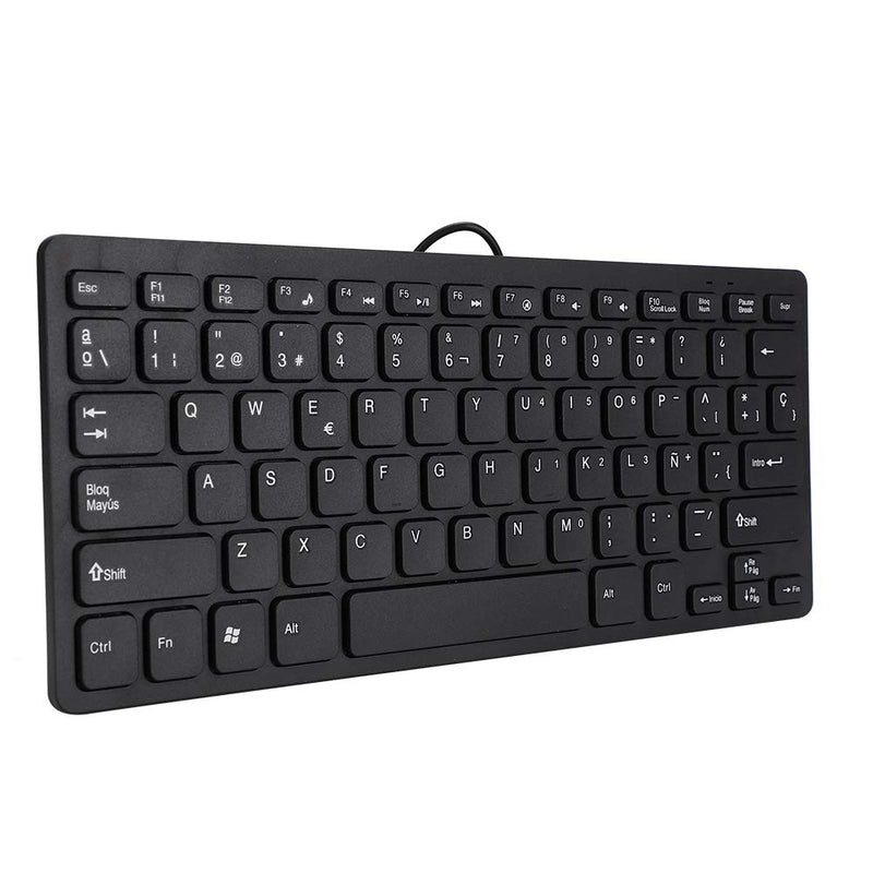 Spanish Keyboard, Wired Mini Portable Spanish Keyboard USB Interface for Desktop Computer Ultra-Thin 78 Keys, Ultra-Thin Mini USB Wired Keyboard