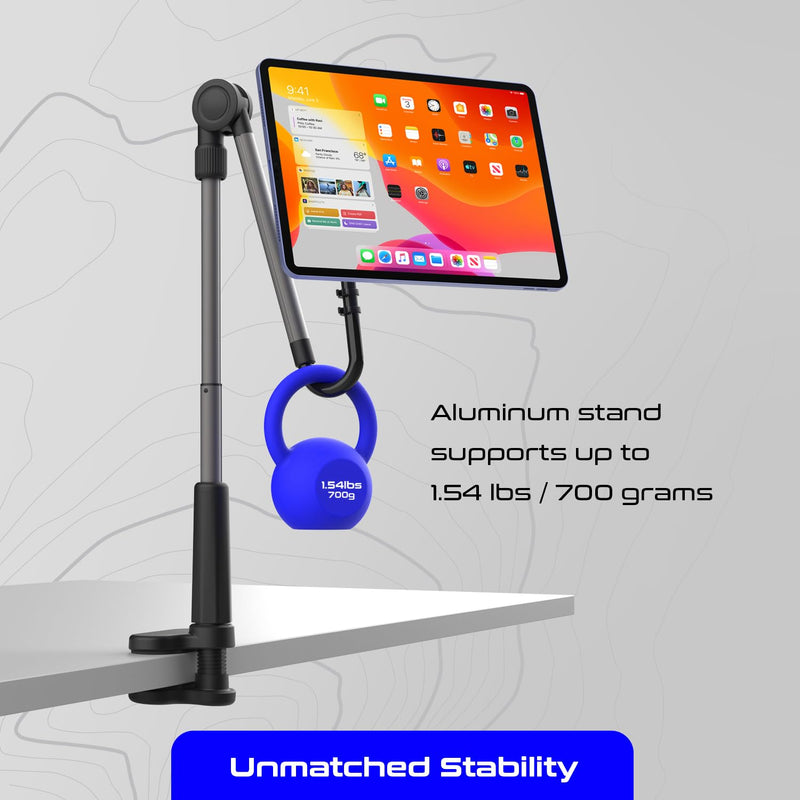 [AUSTRALIA] - EZpod Magnetic Tablet & Cell Phone Holder Mount for Bedstand | Desktop Compatible with MagSafe for iPhone 15 14 13 Pro Max Mini with 360° Rotation and Flexible Gooseneck Tabletop Clamp Stand 